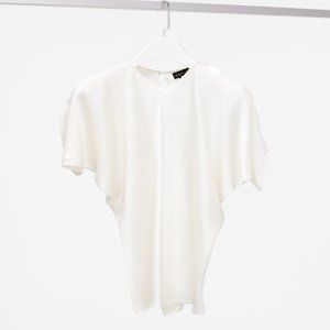 Amber Sakai Bias Cut Satin White Top